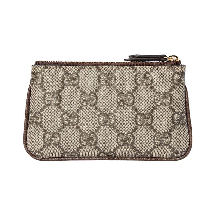 Gucci Ophidia Double G Logo Zipper Canvas And Leather Key Pouch Women Accessories Beige Ebony 772321-K9GSG-8367