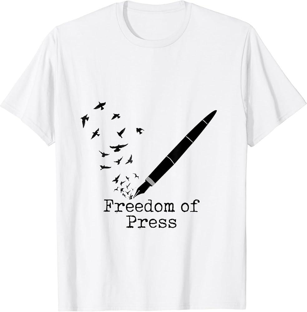 Black Fountain Pen Freedom Of Press Flock Of Birds T-Shirt