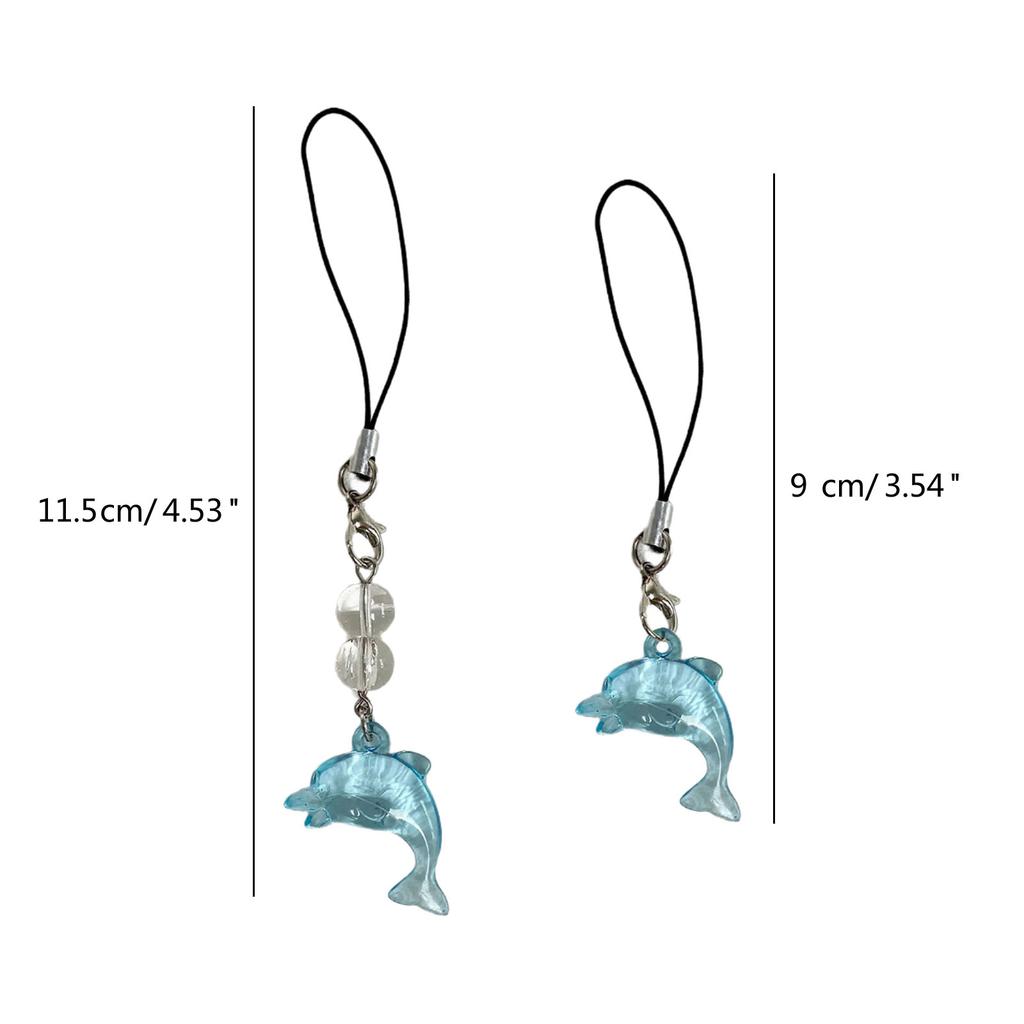 Портативный акриловый брелок-подвеска с украшением в виде уникального синего дельфина, ручная работа, шнурок для телефона из бисера