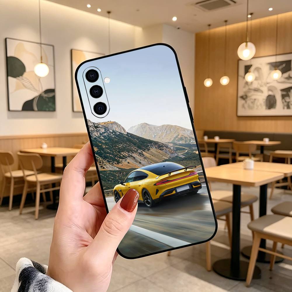 Ultra Sleek Car Su7 Phone Case Black Silicone Soft For Samsung Galaxy A73,A72,A71,A70,A53,A52,A51