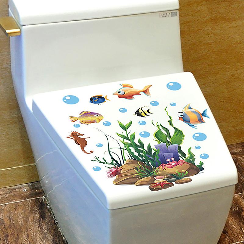 Наклейка на унитаз, прочная клейкая наклейка на унитаз, декоративная наклейка на унитаз в виде морской рыбы, водонепроницаемый клей для дома