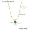 French Minimalist Green Stone Pendant Necklace - Detachable Layered 18k Gold-Plated Stainless Steel Clavicle Chain