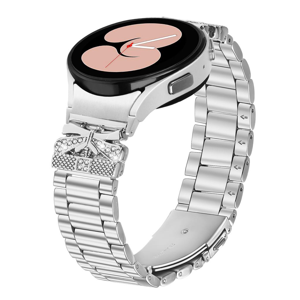 Металлический ремешок с быстросъемным соединителем для Samsung Galaxy Watch 5 Pro 45mm/5/5 Active/4/4 Classic/4 Active Серебристый браслет-бабочка