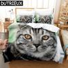 3D Комплект постельного белья с котами Шотландская вислоухая Милые коты Принт Одеяло Пододеяльник Размер Квин Кинг Одинарный Домашний текстиль Декор для спальни