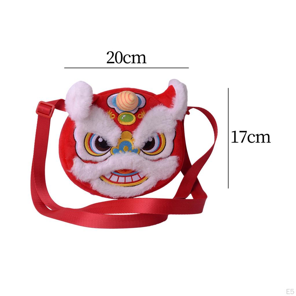 Chinese Year Red Crossbody Bag Embroidery Plush Shoulder Versatile Portable Stylish Lunar