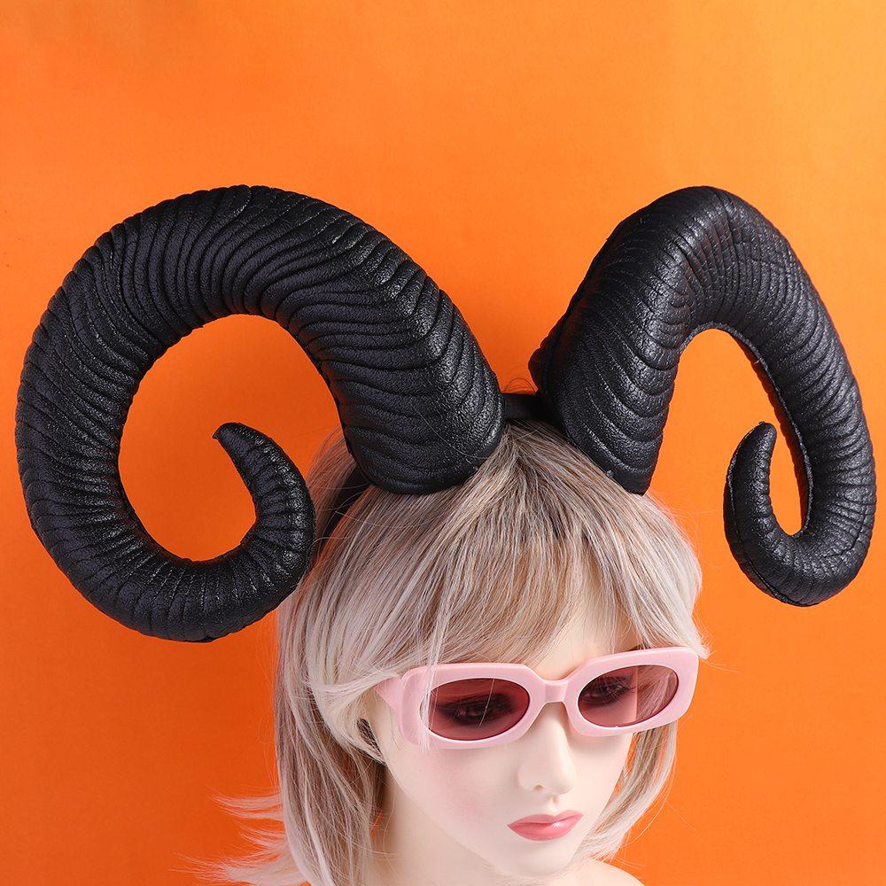 Pu Halloween Demon Horns Headband Cosplay Headband Stage Performance Props Devil Ox Horn Hairband Headwear Headpiece Po Props