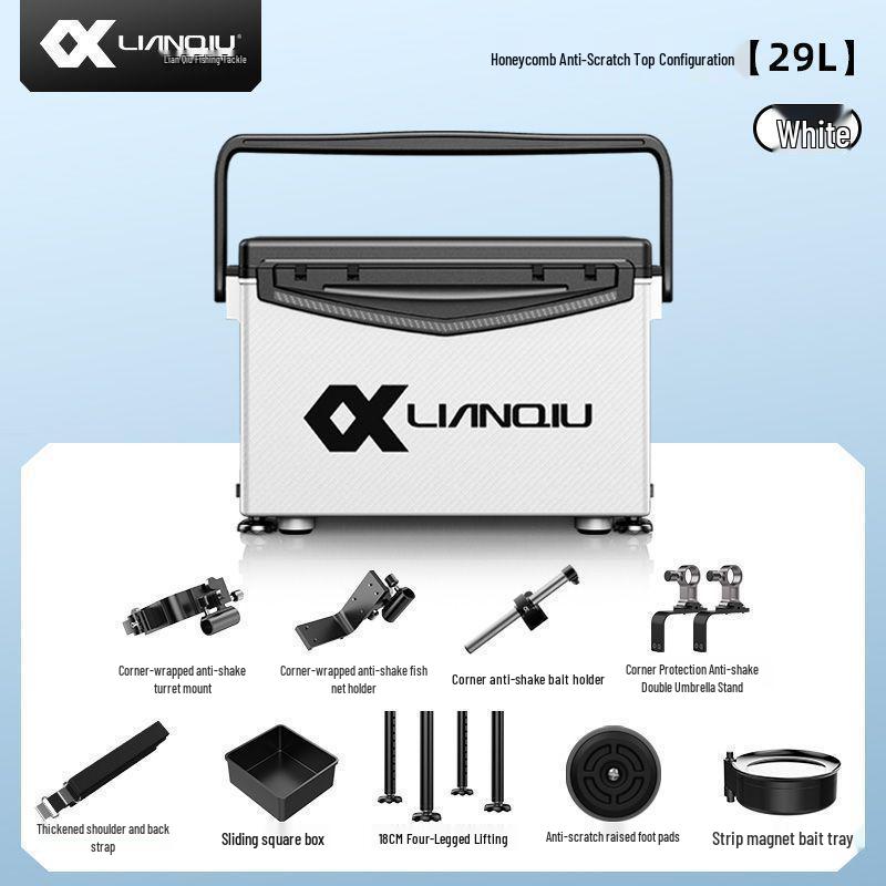 Многофункциональный рыболовный ящик Черный Воин 2025: Ультралегкий, 29 л, Тайваньский стиль, С полным набором удилищ, Для сидения