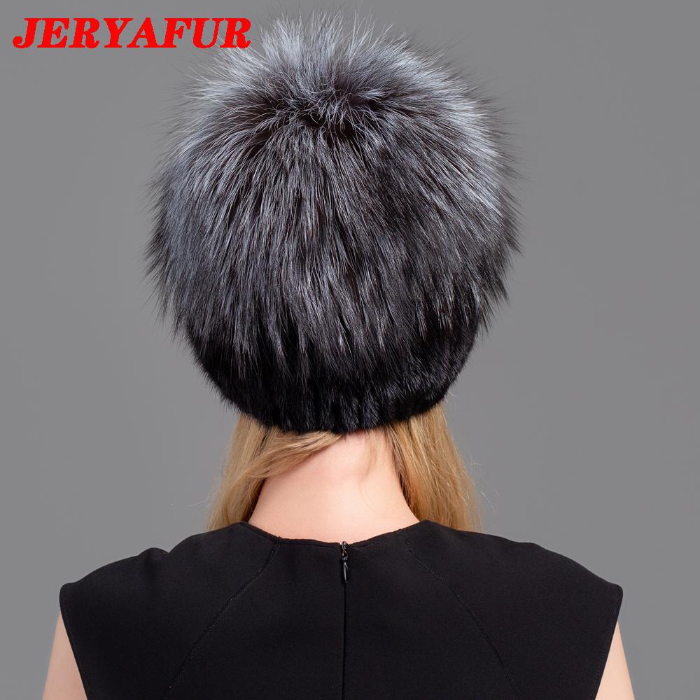 JERYAFUR, новый стиль, шапка из натурального лисьего меха, норковая шапка, зимняя женская натуральная вертикальная модная шапка высокого качества, шапка из серебряной лисы