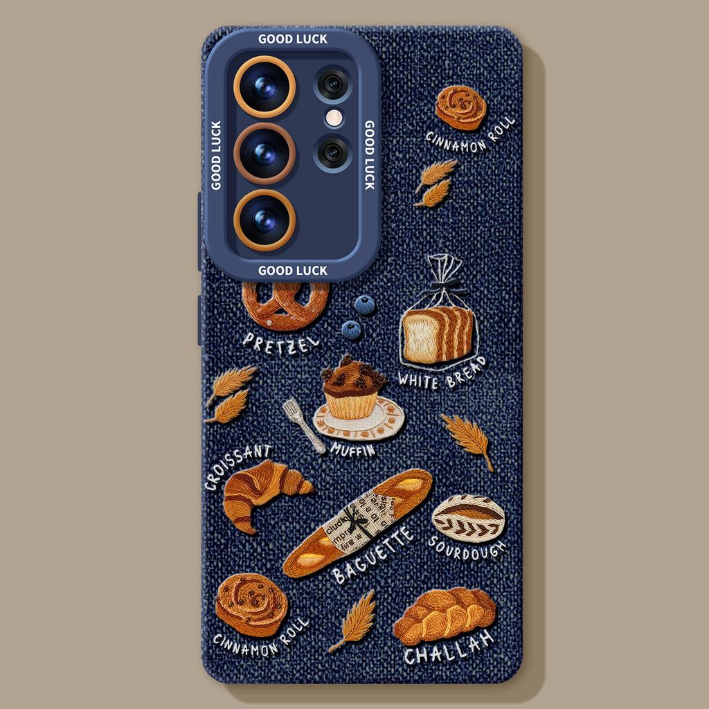 Джинсовый чехол для телефона в виде хлеба подходит для Samsung GalaxyS26 силиконовый S25 + ремешок S24ultra новый S22 набор