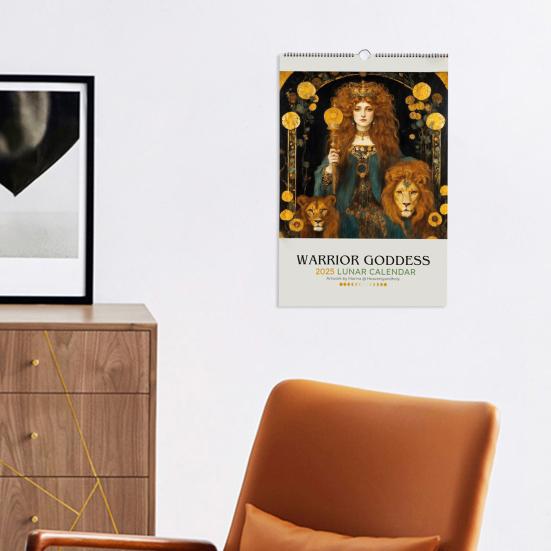 Календарь фаз Луны «Воительница» на 2025 год, настенный календарь на 12 месяцев, готический декор для дома для любителей греческой мифологии
