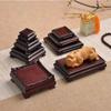 Red Wood Carving Handicraft Seal Decoration Base, Solid Wood Square Stone, Flower Pot, Tea Pot Base