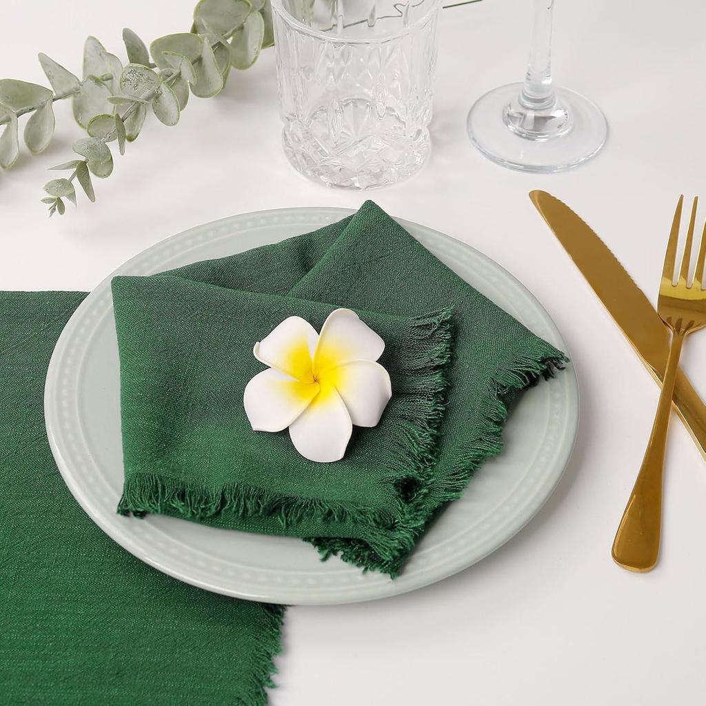 Sub-Cotton Linen Napkin with Tassels for Elegant Dining & Photography Decor
