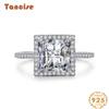 Tancise Classic 925 Sterling Silver Zircon Ring Ladies Jewelry Wedding Promise Party Gift