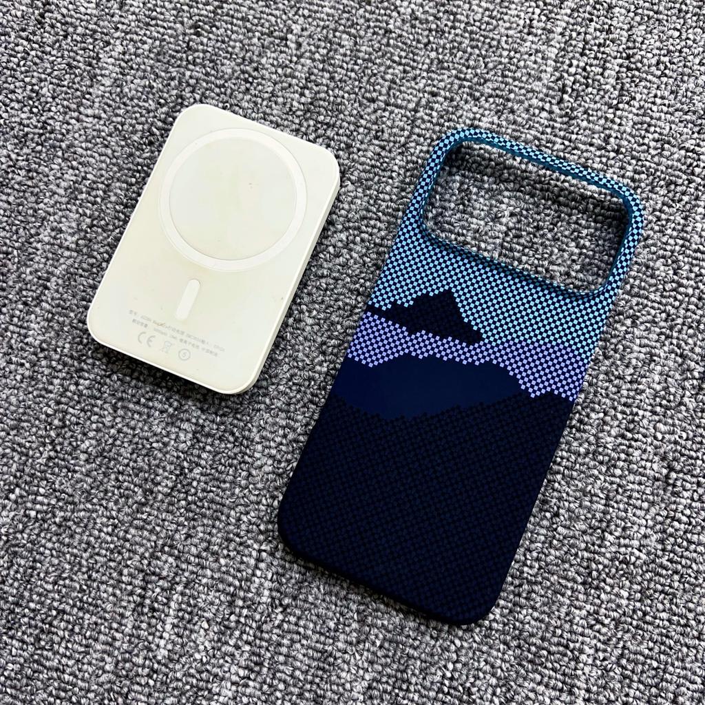 Тонкий безрамочный чехол с рисунком под карбон для iPhone 17 Air 16 15 14 13 12 Pro Max Plus, с магнитами MagSafe, пластиковый бампер