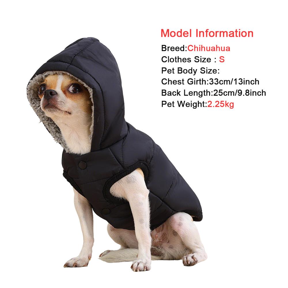 Waterproof Dog Hoodie Clothes for Small Medium Dogs Cats Winter Warm Pet Jacket Coat with D-ring Chihuahua Yorkie Puppy Costume