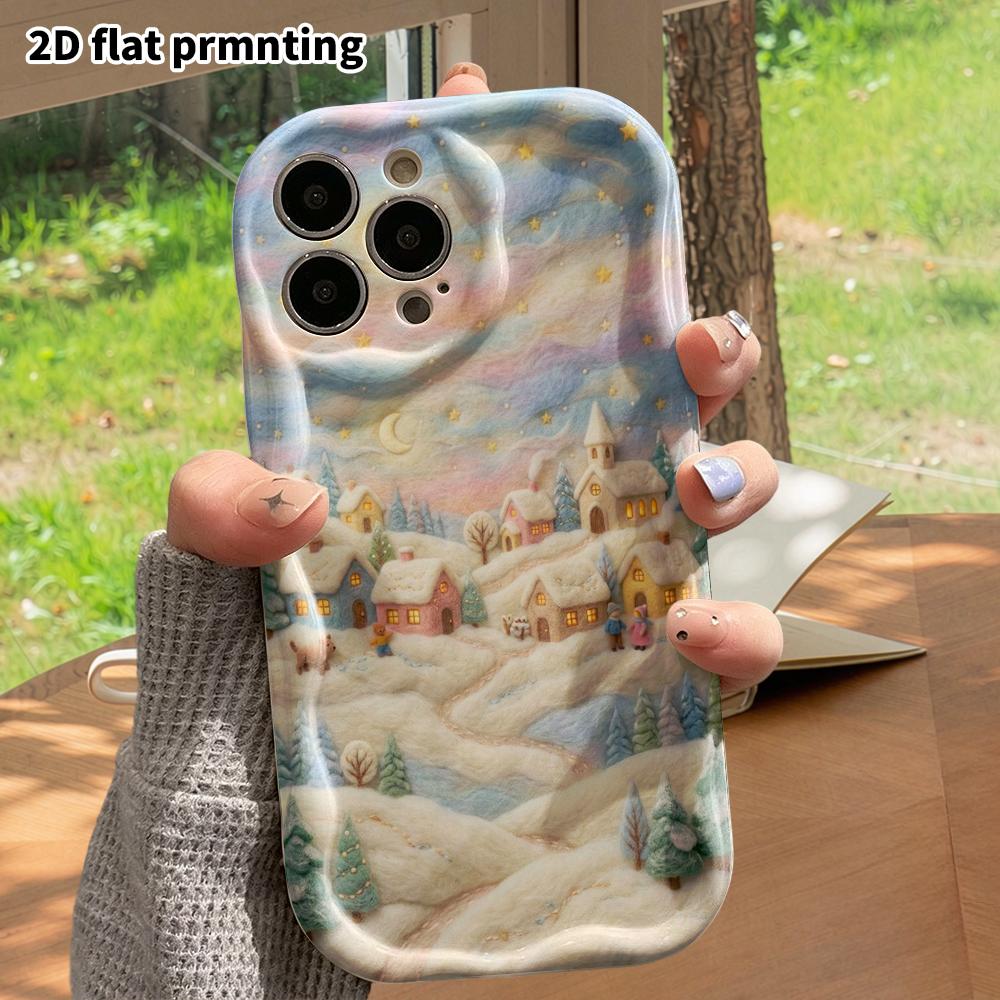 Phone case: 2D flat design, fits iPhone 12-18 Pro, phone decoration, Christmas village, Halloween and Xmas gifts