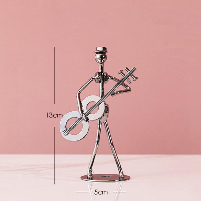 Металлический музыкант, гитарист, статуя, музыкальный инструмент, маленькое железо, искусство, коллекционная кафе, офис, книжная полка, украшение статуэтки для дома