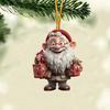 Рождественское украшение Дед Мороз 2D Акриловый мультяшный Санта с подарочной коробкой Украшение на рождественскую елку для рождественской елки Праздничный домашний декор