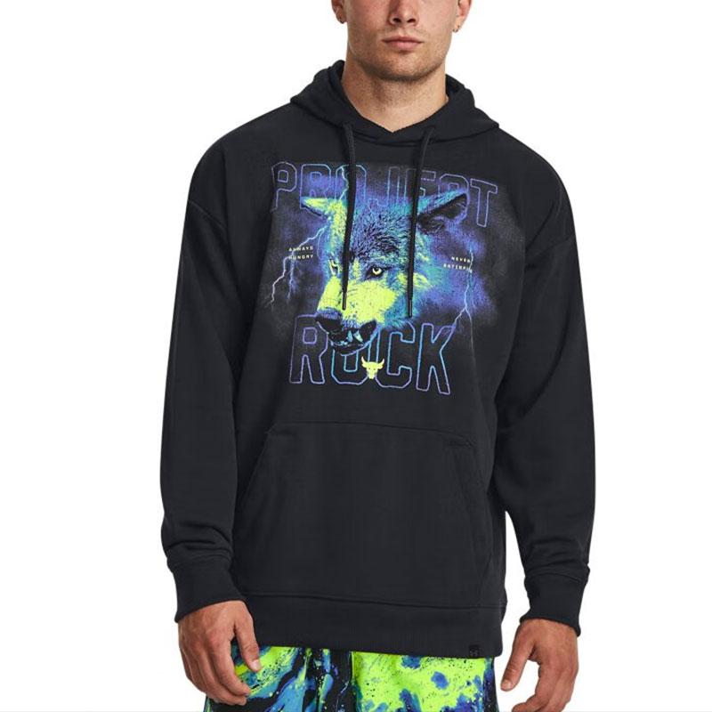 Under Armour Johnson Series Letter Print Толстовка с капюшоном из плотного хлопка для спорта, мужские толстовки с капюшоном, черные 1380152-001