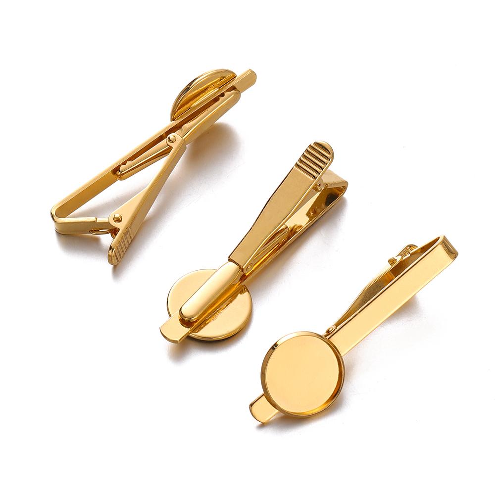 5Pcs Copper Tie Clip Tray Bezel Bases 12/16/20mm Fit Round Cabochons Cameo Base for DIY Men Jewelry Making Accessories Findings