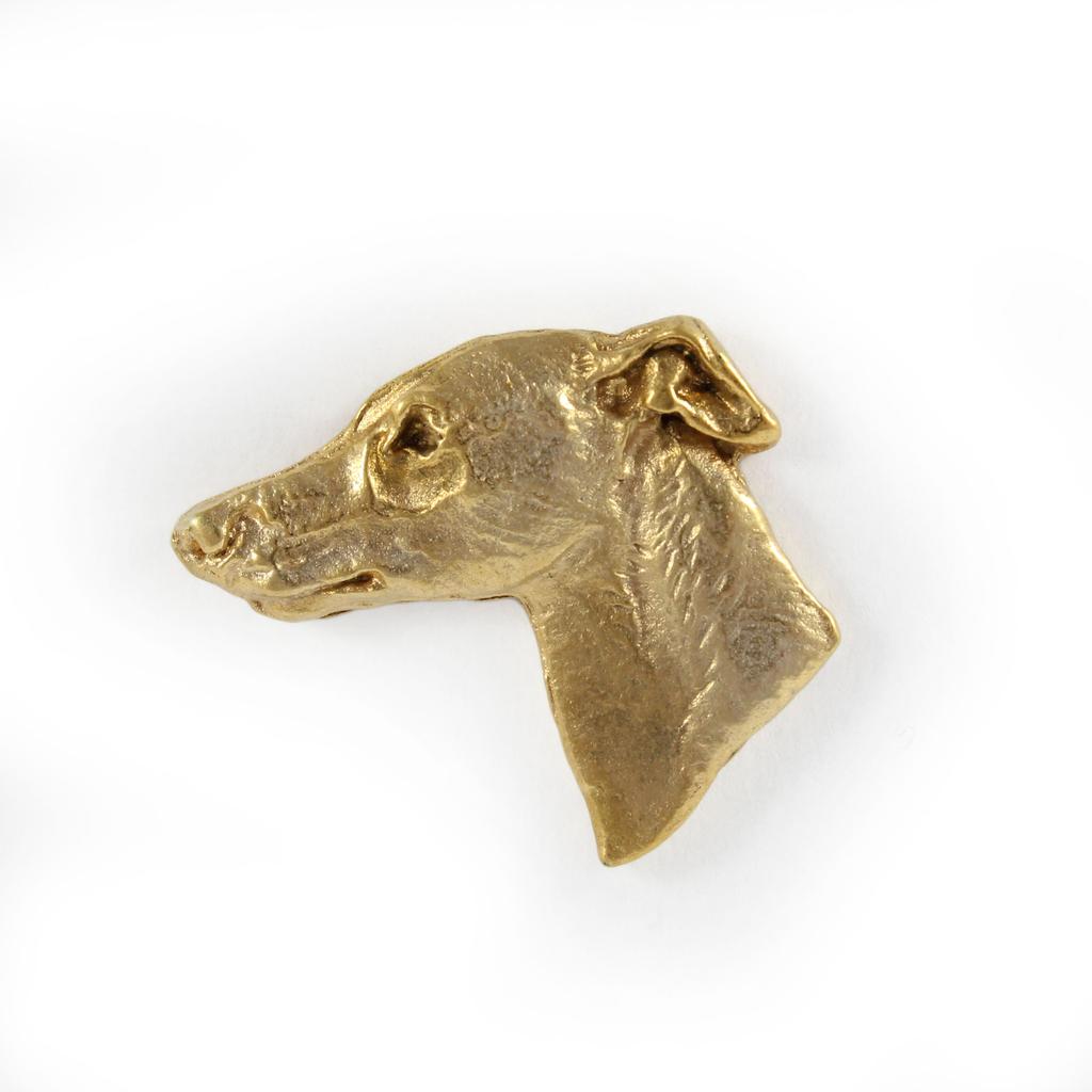 Whippet - gold-plated pin brooch, elegant dog ornament, unique pin by Art-Dog brand