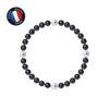 Bracelet - - Genuine Freshwater Cultured Pearls 5-6 Mm - 925 Silver - Elasticated - Black