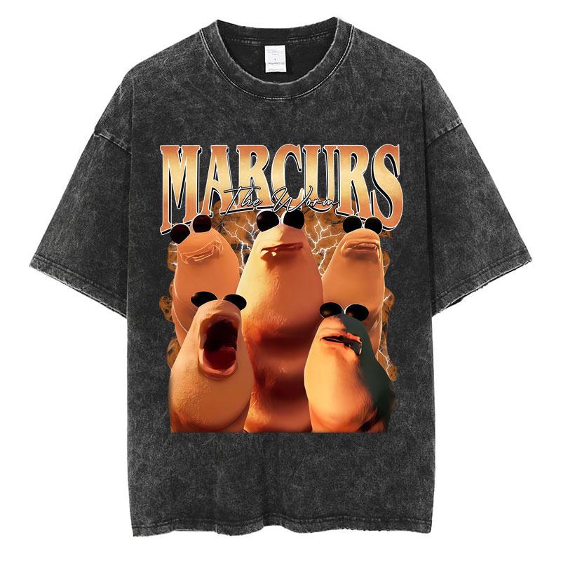 Washed Funny Im Mildly Irritated Marcus The Worm Meme Tshirt Humor Men Women High Quality T Shirt Cotton Oversized Casual Tees