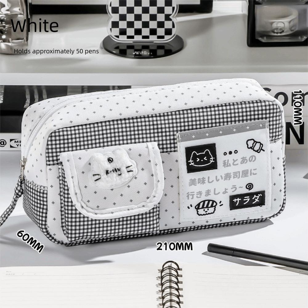 Cartoon Print Pencil Pouch Large Capacity Pen Bag Kawaii Pencil Case Elementary School