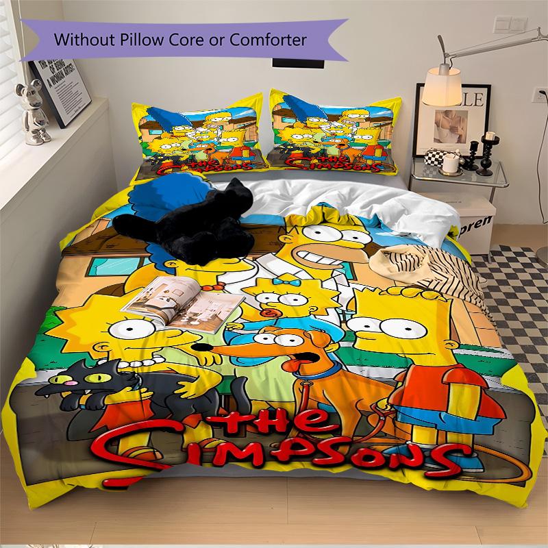 Simpsons Family Print 3Pcs Bedding Setduvet Cover With 2 Bedropillowcase Home Birthday Gift