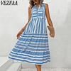Женская мода лето весна без рукавов V-образный вырез свободная талия повседневные платья