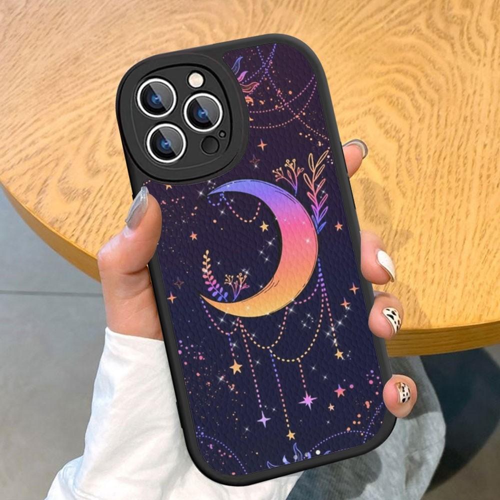 Роскошный чехол для телефона Луна Звезда Цветок Жесткая Кожа Для iPhone 18 14 13 12 Mini 11 14 Pro Max Xs X Xr 7 8 Plus Fundas