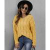 Autumn/winter Women's Thick Twist Knit V-neck Hooded Pullover Sweater
