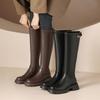 Autumn and Winter Women's High Boots Thick-soled Non-slip Medium-heeled Women's Boots New Large-size Round Head Square-heeled Boots Korean Versio