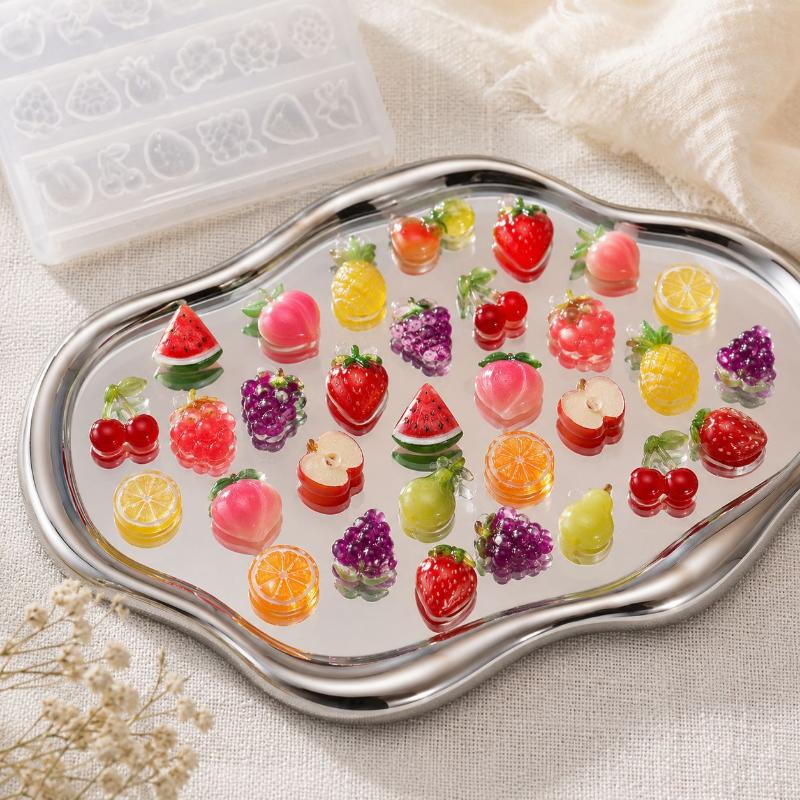 Silicone Nail Art Charm Mold Heat Resistant Angel Heart Fruit Prints for Home DIY Manicure Nail Decoration Making