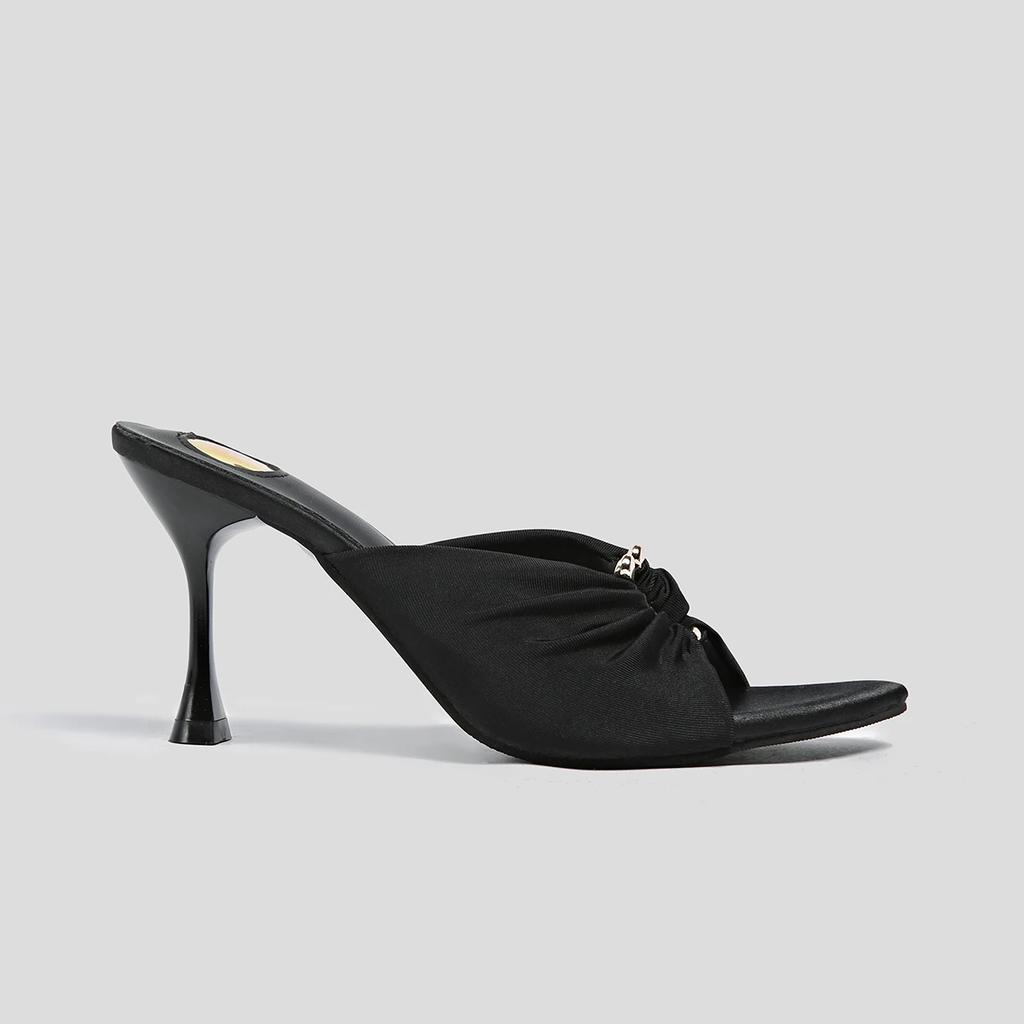 Дизайнерские летние женские шлепанцы Модные с открытым носком на тонком высоком каблуке Обувь Уличный стиль Стриптиз-вечеринка Слайды Zapatos De Mujer