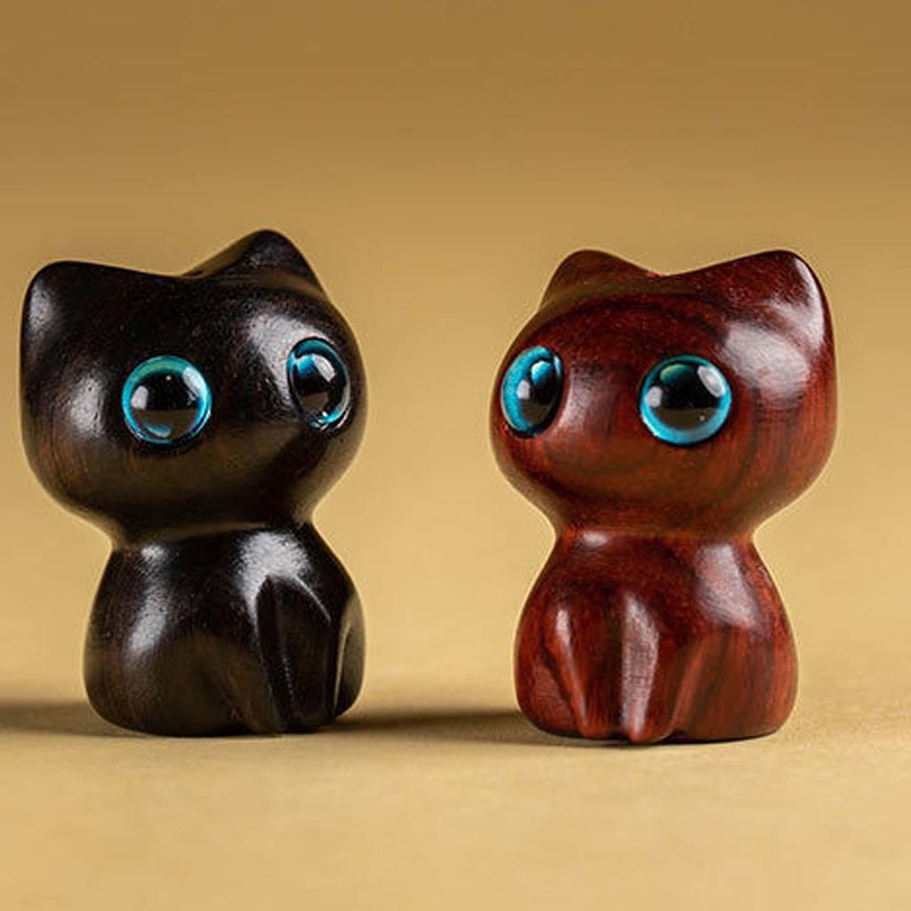 Брелок 'Счастливый кот' из черного дерева, ручной работы, натуральное деревянное подвесное украшение для ключей, сумок, рюкзаков