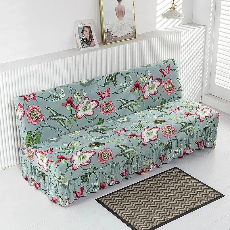 Чехол для дивана без подлокотников, эластичное полное складное покрывало для дивана, универсальная юбка, край диванной подушки, полный защитный чехол