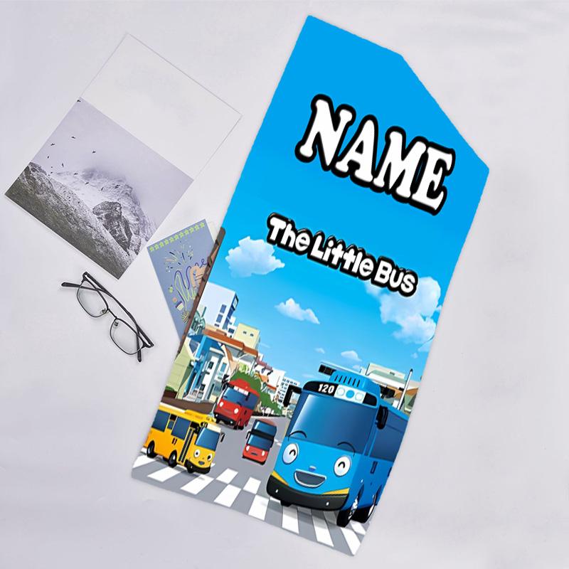 1pc TAYO Bus Beach Towel with Custom Name, Beach/Swimming/Bath/Picnic/Camping Towel, Suitable for Seaside Beaches