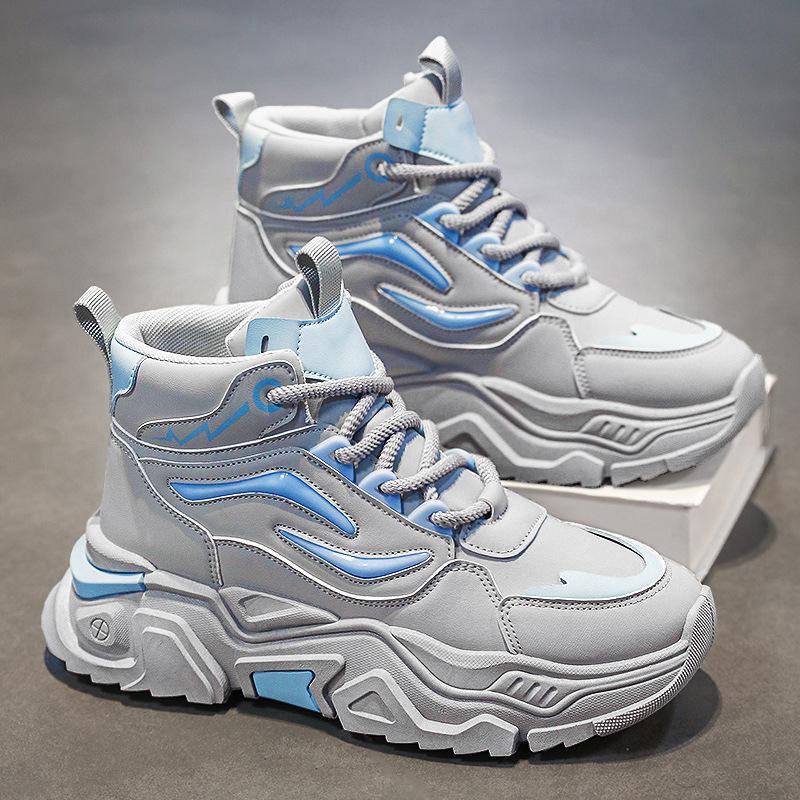 Мужские кроссовки с высоким верхом лето молодежные баскетбольные спортивные большого размера маленькие белые кеды водонепроницаемые и увеличивающие рост повседневные папины ботинки Мартин