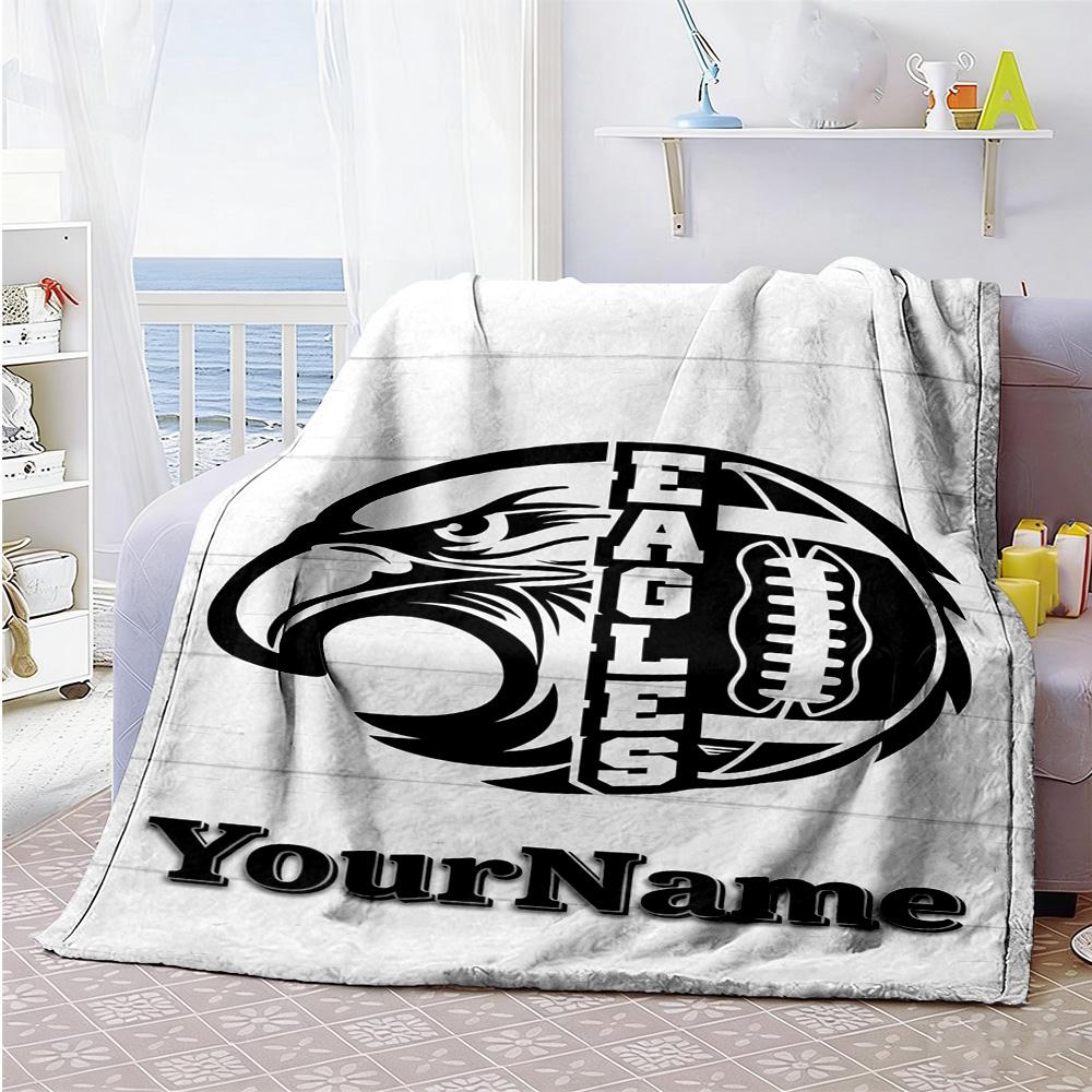 Philadelphia Eagles Customize Text Blanket Lightweight Personalized Blanket Durable Comfort For Livingroom Bed Chair Nap Four Seasons Multipurpose