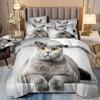 Cute Kitten Bed Cover Full Set For Girls, Single Bedding Set, Microfiber Quilt Cover With Pillowcases, Cute Little Kitten, 135x2