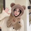 Thermal Elastic Scarf Hat Bear Ear Decor Autumn Winter 2 In 1 Scarf Hat Outdoor Activities Skiing Camping Warm Headwear