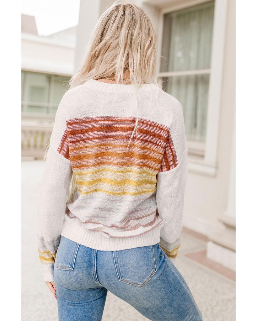 Azura Exchange Полосатый свитер с длинными рукавами и круглым вырезом