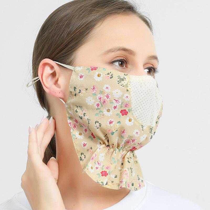 Солнцезащитная хлопковая цветочная маска для велоспорта для женщин, дышащая маска для шеи, вуаль, маска