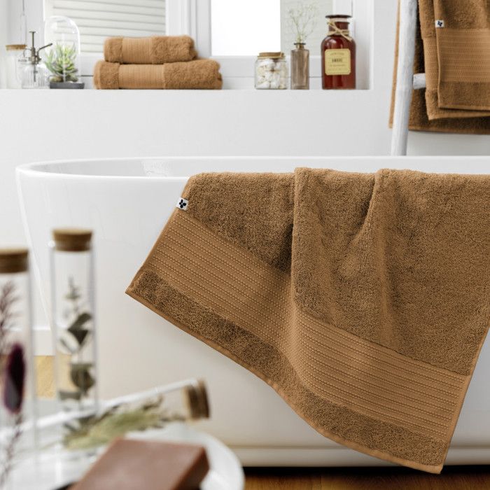 Drap de douche "Garance" 70 x 130 cm / 100% Coton Bio / 600 gr/m² l'Effet Papillon - Garance Camel