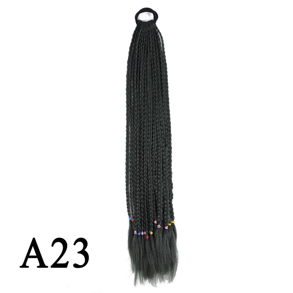 Плетеный хвост с резинкой, черный плетеный хвост ручной работы из термостойкого волокна, шиньоны с конским хвостом для девочек