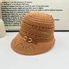 Internet celebrity belt buckle knitted bucket hat retro hollow breathable sunscreen hat small face versatile basin hat