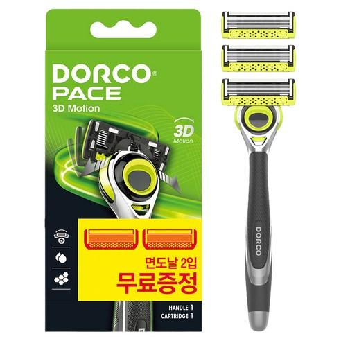 Dorco PACE 3D Motion 7-Blade Razor + 1 Replacement Blade, Pivoting Head, Smooth Close Shave, 1 Set