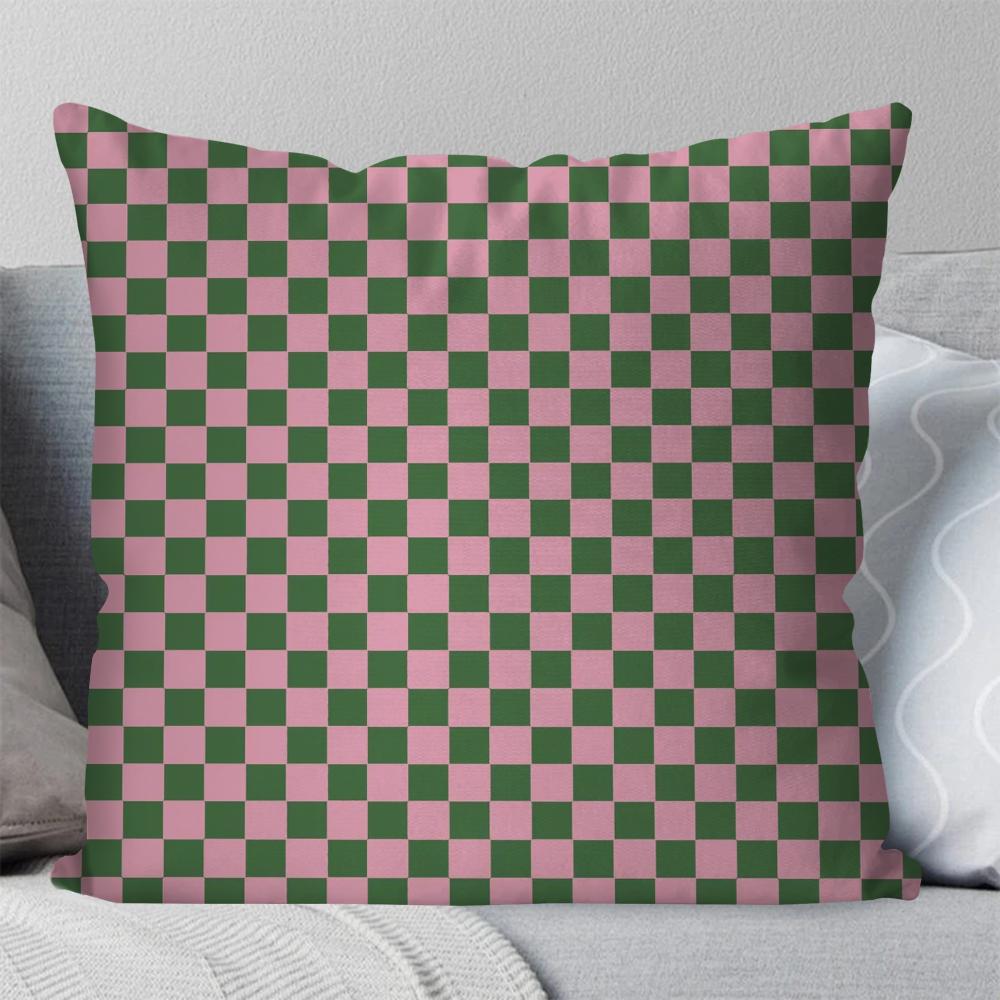 Checkerboard Grid Pillow Case Square Pillow Bedroom Sofa Leisure Comfort Cushion Car Living Room Home Decoration 40X40