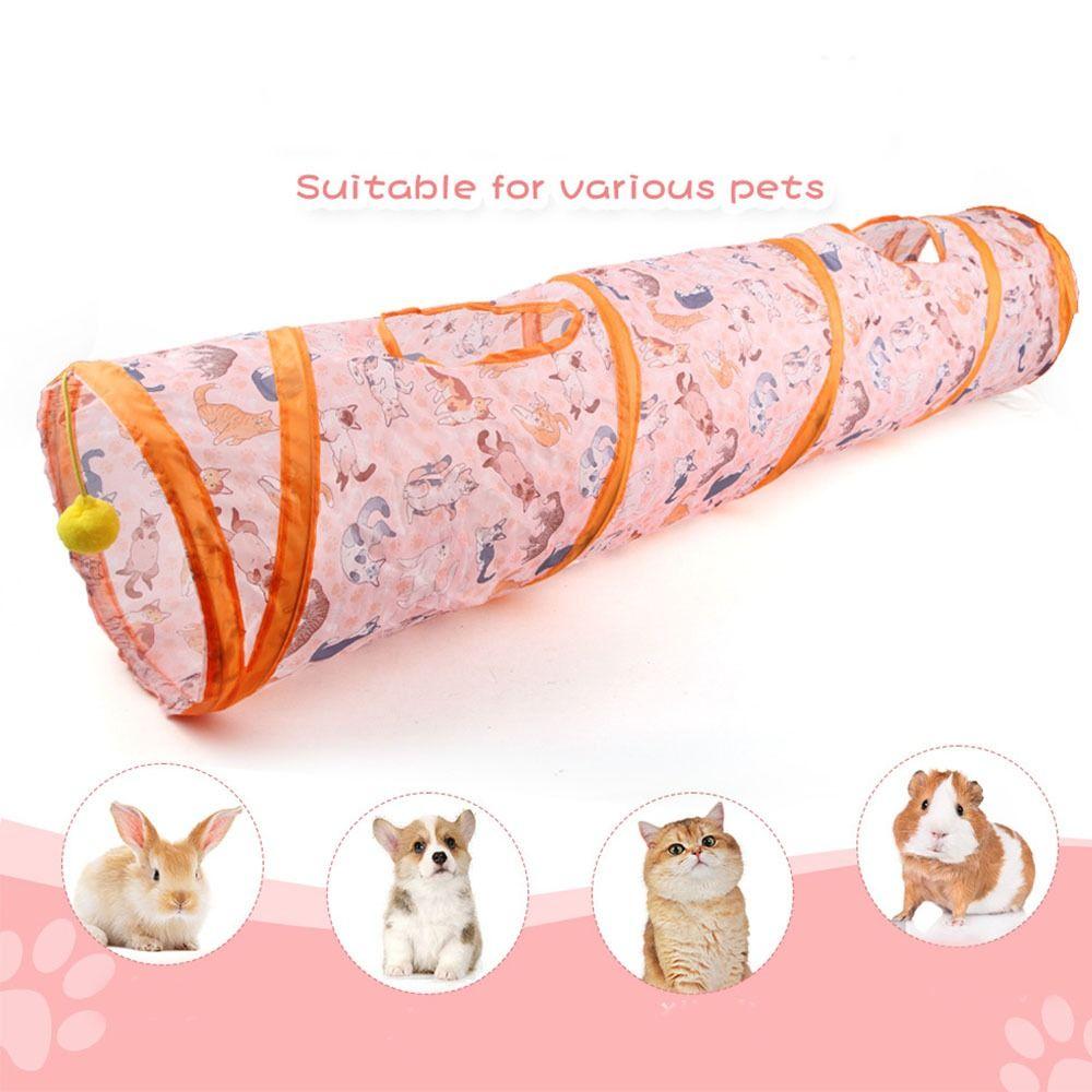 Printed Cat Play Tunnel Foldable Cat Channel Universal Cat Tent Nest Interactive Fun Toy